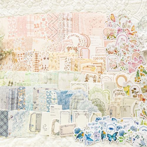Doraking 100pcs Vintage Floral Scrapbook Paper Journaling Stickers Assorted Set, Material Paper Memo Junk Journal Supplies for Bullet Journaling Retro Crafts Planner Collage Card Album - Image 6