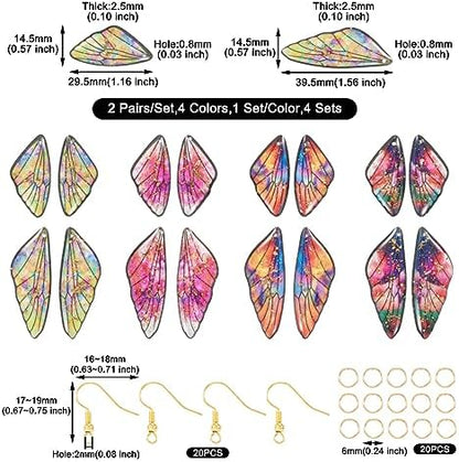 FASHEWELRY 56Pcs Resin Rainbow Butterfly Wings Charms Transparent Wings Earring Charms Feather Fairy Wings Pendants with Jewelry Findings for Crafts Jewelry Making - Image 6