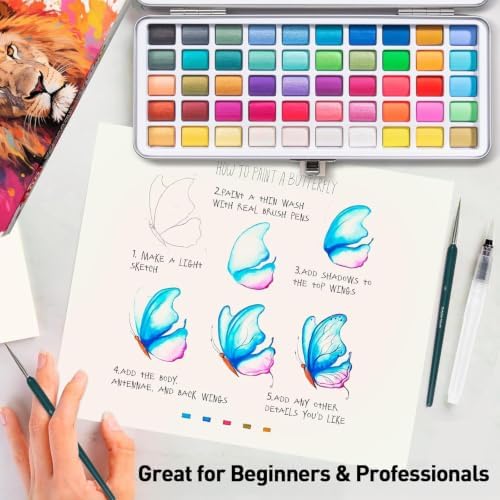 100 Colors Watercolor Paint Set, Travel Water Colors Kit for Artists - Image 2