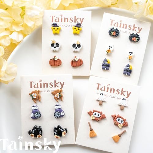 Tainsky Halloween Polymer Clay Cutters, 22 Shapes Halloween Studs Clay Earrings Cutters (Studs-B) - Image 4