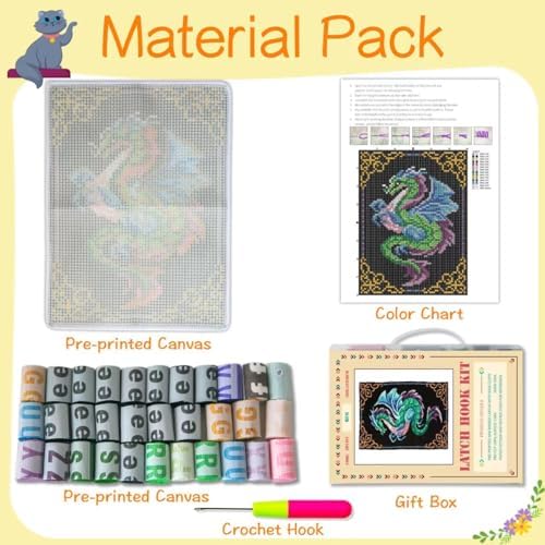 YOOTOM Dragon Latch Hook Rug Kits for Adult,DIY Wall Hanging Tapestry - Image 4