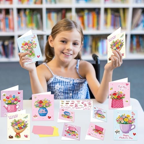 80UncleKimby 28Sets Mother’s Day Crafts Card Making Kit DIY 3D Cards with Envelopes Arts Craft Classroom Exchange Party Favors Bulk Supplies - Image 5