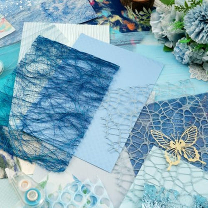 50 Sheets A5 Blue Multi Texture Junk Journal Scrapbook Decorative Paper - Image 3
