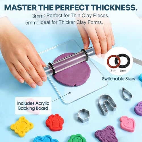 19-Piece Polymer Clay Tool Set, Roller and Cutters for Beginners & Crafters - Image 3