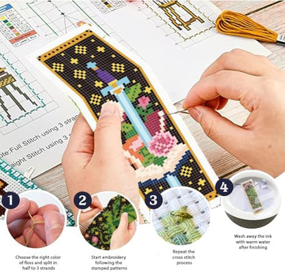 ORIGACH 6 Set Mystical Tarot & Books Cross Stitch Bookmark Kit for Beginner - Image 4