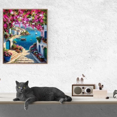 MBNTJHT DIY Scenery Paint by Numbers Kit for Adults,Unframed Landscape Paint by Number Kits on Canvas with Brushes,Flowers and Sea Oil Painting Kits for Home Wall Decor 16X20 Inch/40X50 cm. - Image 4