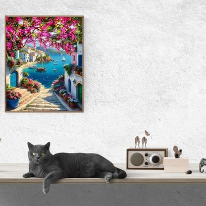 MBNTJHT DIY Scenery Paint by Numbers Kit for Adults,Unframed Landscape Paint by Number Kits on Canvas with Brushes,Flowers and Sea Oil Painting Kits for Home Wall Decor 16X20 Inch/40X50 cm. - Image 4