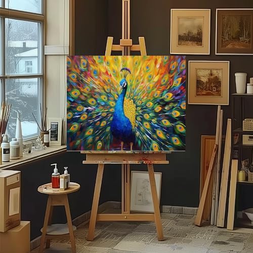 Natuyalo Peacock Paint by Numbers Kit for Adults - Animal Paint by Number on Canvas Without Frame, DIY Acrylic Painting for Ideal Gift Home Wall Decor (16x20 Inch) - Image 4