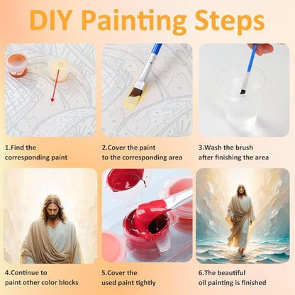 3 Pack Paint by Numbers Kit for Adults Framed Canvas, with Wooden Easel - Image 5