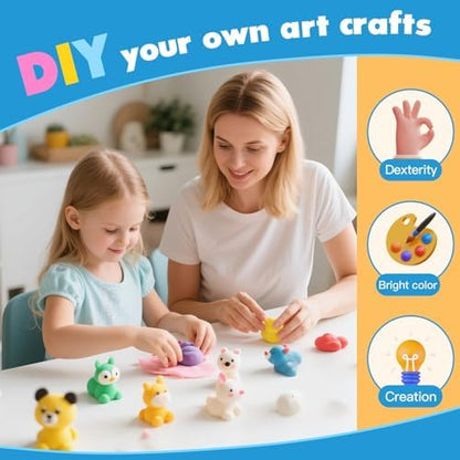 48 Colors Air Dry Modeling Clay with Bonus 2 White, Ultra Light Molding Clay Kit & Tools Gift Set for Kids Boys Girls, Soft Non-Sticky Magic Clay for Art Crafts - Image 5
