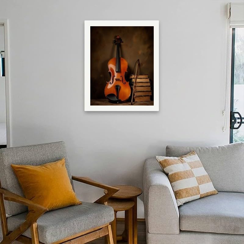 TAOPAOLAB Music Paint by Numbers Kit for Adults - DIY Violin and Old Books Still Life Painting on Canvas 16x20 Inches, Acrylic Paint Set, Suitable for Beginners, Art for Home Decoration or Gifts - Image 4
