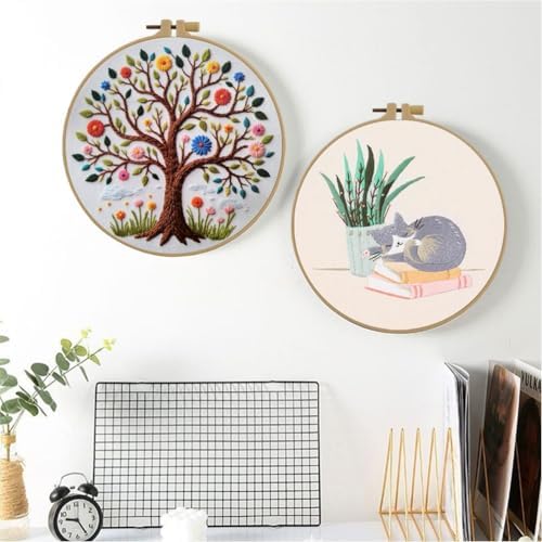 Esffaci Embroidery Kit for Adult Beginner Flower Tree Hand Embroidery Set - Image 6