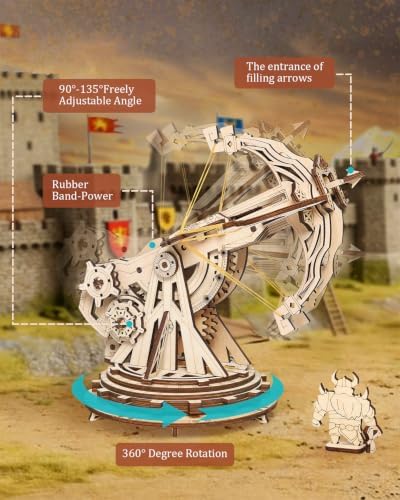 Rowood 3D Wooden Puzzles Catapult Kit for Adults, DIY Catapult Mechanical Wooden Model Kits Toys to Build for Adult, Cool Birthday Gift Choice - Image 2