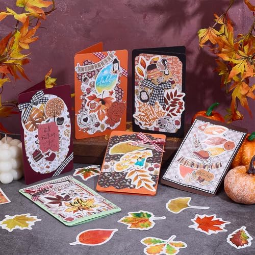 WEBEEDY 15 Sets DIY Card Making Kit for Adults,Complete Fall Greeting Card DIY Includes 15 Blank Cards, 15 Envelopes, Leaves Stickers for Birthday Thanksgiving Holiday Invitation Paper Craft Gift - Image 5