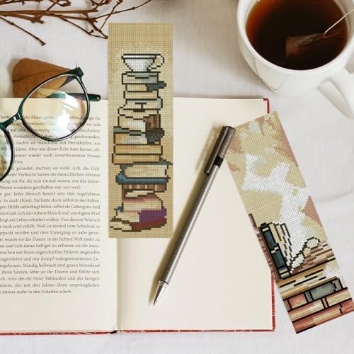 KYOQFVN 6 Pcs Book Cross Stitch Bookmark - 14CT Bookmark Cross Stitch Kit with Instructions, Needlepoint Bookmark Kit for Adult Beginners 6×20cm - Image 4