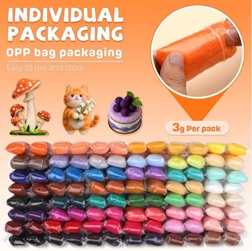 Mayboos 96 Pcs Needle Felting Wool, 48 Colors Wool Roving 3g / Pack - Image 2