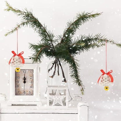 ACRNIGHEET 3PCS Macrame Kit for Adults Beginners, DIY Christmas Bells Ornaments, White Bell Hangings for Xmas Tree, Include Instruction and Video - Image 2