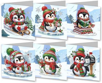 DIY Diamond Greeting Cards Set Christmas, 5D DIY Diamond Art Painting Greeting Card, DIY Christmas Card Making Kits for Family Friends Handmade Gift-#39-Penguin by Unknown