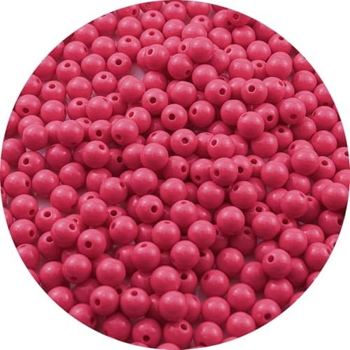 300pcs Acrylic Round Beads for Crafts 8mm Resin Candy Color Spacer Beads with Hole for Jewelry Making Sewing Crafts Decoration Necklaces Bracelets Earrings Supplies(Rose Red) by Unknown
