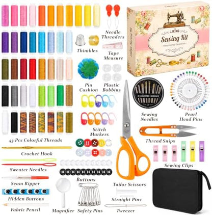 JJRING 205 PCS Sewing Kit for Adults with Portable Handbag, Black - Image 2