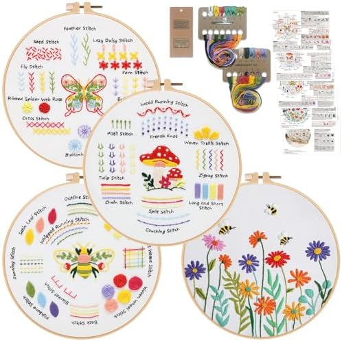 Louise Maelys 4 Pack Embroidery Kit for Beginners Stitch Practice Set by LouiseMaelys