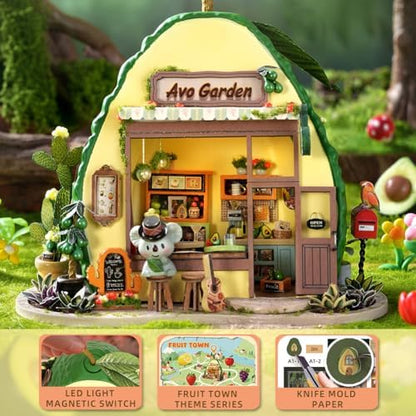 Dollhouse Miniature DIY House Kit,Mini 3D Wooden Doll House Craft Model with LED Creative Room Perfect DIY Gift for Friends, Lovers and Families (Milkshake Shop) - Image 3