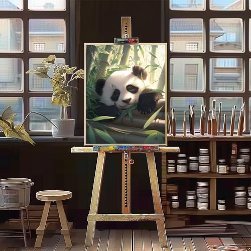 Natuyalo Panda Paint by Numbers Kit for Adults - Animal Paint by Number on Canvas Without Frame, DIY Acrylic Painting for Ideal Gift Home Wall Decor (16x20 Inch) - Image 4