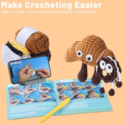EOKPHULL Crochet Kit for Beginners, Easy DIY Crochet & Knitting Kit for Adults with Step-by-Step Video Tutorials, Yarns, Stuffing, Crochet Hook and Accessories, Crochet Craft Set - Image 2