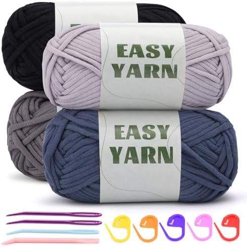 UzecPk 4 * 50g/1.76oz Beginner Yarn, 4 * 87yds Beginner Crochet Yarn by UzecPk