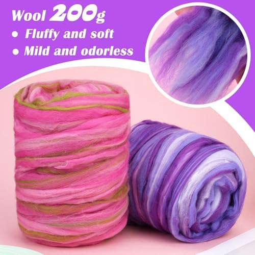 7.02 oz Colored Wool Roving Felting Wool Bulk Needle Felting - Image 3