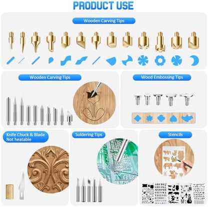 Ninonly Wood Burning Kit, 121 Pieces Wood Burning Tool - Image 5