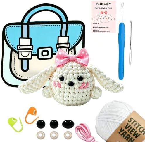BUNUKY Beginner Crochet Kit, Snowy Bunny Amigurumi Starter Kit with Easy Video Tutorials, Complete DIY Rabbit Craft Kit Gift for Adults, Teens & Girls by Unknown