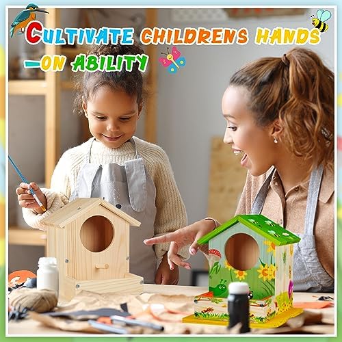 Liliful 4 Pack DIY Birdhouse Kit to Build and Paint, Wooden Bird House - Image 5