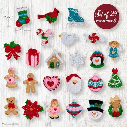 Bucilla, Felt Applique Ornament Making Kit, for DIY Arts and Crafts Projects, Set of 24, Modern Merry Minis - Image 3