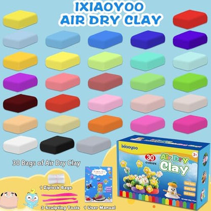 Ixiaoyoo Air Dry Clay, 30 Colors Foam Modeling Clay for School Projects - Image 4