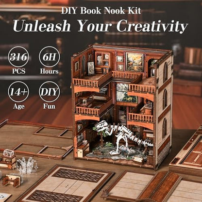 Dinosaur Fossil Museum Book Nook Kit, DIY Miniature Model with LED - Image 5