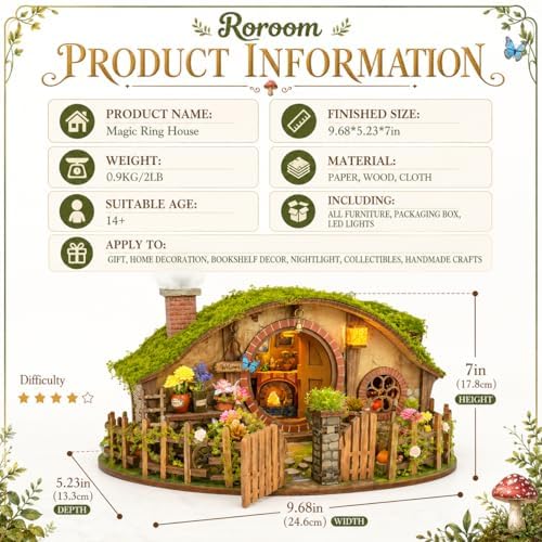 Roroom DIY Miniature House Kit, Fantasy Hillside Cottage Dollhouse Kit - Image 2