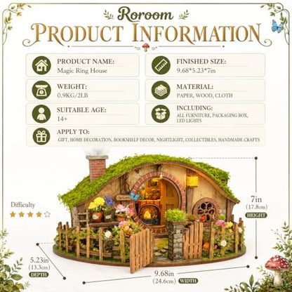 Roroom DIY Miniature House Kit, Fantasy Hillside Cottage Dollhouse Kit - Image 2
