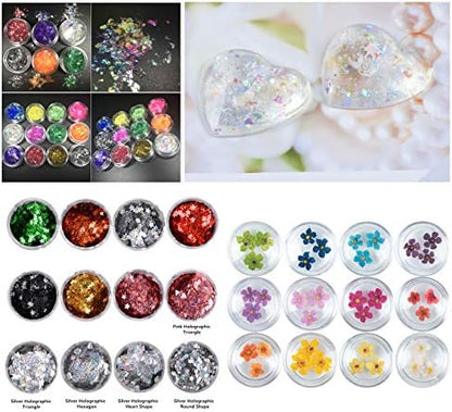 Crystal Clear UV Epoxy Resin 500ML with 72 Holographic Decorations 18 Molds 17 Frames for Jewelry Making, Resin Crafts DIY Kit, Handmade Gifts - Image 2