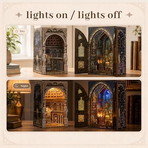MiniCity 2-Pack DIY Book Nook Kits, Pantheon and Notre-Dame Models with LED - Image 4