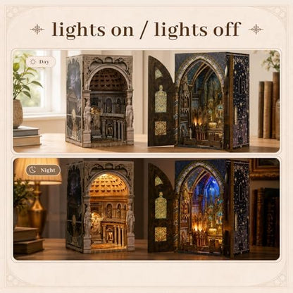 MiniCity 2-Pack DIY Book Nook Kits, Pantheon and Notre-Dame Models with LED - Image 4