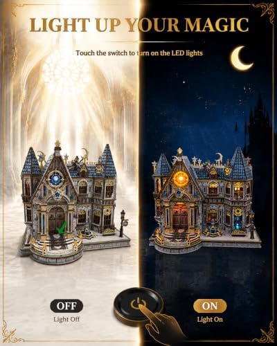 3D Wooden Puzzle for Adults, DIY Fantasy Castle Miniature House Kit, LED - Image 4