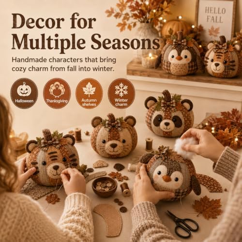 DIY Animal Pumpkin Sewing Kit, 12 Woodland Crafts for Adults (Hedgehog) - Image 7