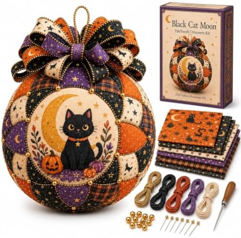 ZSEVMYFJ Christmas Classics Patchwork Ornament DIY Kit, Holiday Decorations (Black cat) by Unknown