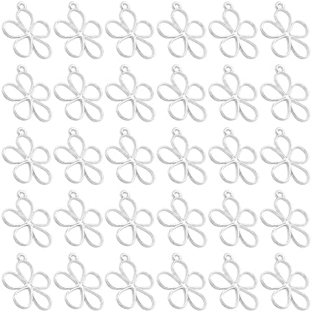 30PCS Open Bezel Pendants, Hollow Flower Alloy Frame Charms for Resin Jewelry Making, DIY Earrings Necklace Bracelet Craft Supplies by AUXBC