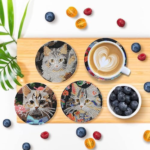 EWJRNSF 6 PCS Diamond Art Coasters Kit with Holder for Adults Beginners - Image 5