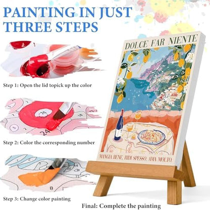 Italian Pasta Wine Paint by Numbers Kit for Adults Canvas, Frameworkless - Image 6