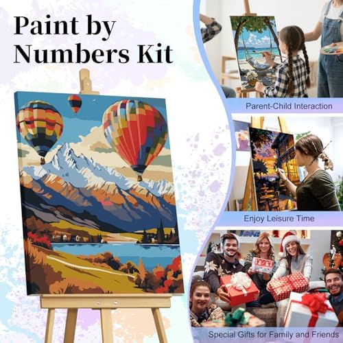Paint by Numbers Kit for Adults, Hot Air Balloon Number Painting Canvas Kit - Image 7