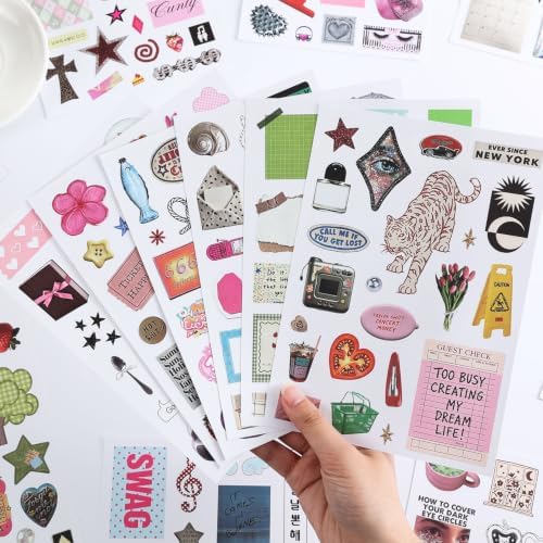 1200+ Sweet Cool Sticker Book, Cute Pink Vintage Small Stickers for Scrapbooking, Aesthetic Art Scrapbook Supplies for Adults Teens Women Girls Junk Journal Journaling - Image 7