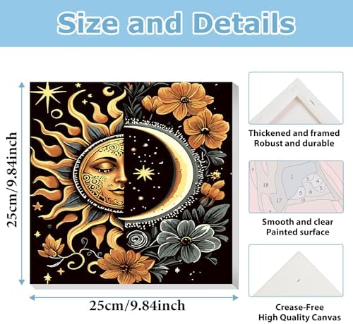 Moon Paint by Numbers Kit for Adults Beginner, Sun Paint by Numbers 10x10 - Image 3